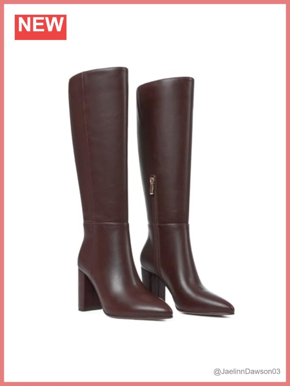 Knee High Boots Women Pointed Toe Chunky Heel Block Heel Side Zip PU Non-Slip